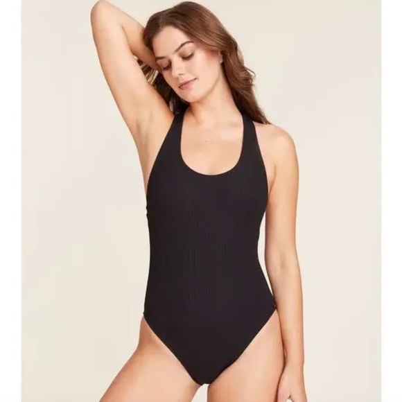 Andie Swim the Tulum Ribbed One Piece in Black - Picture 1 of 5